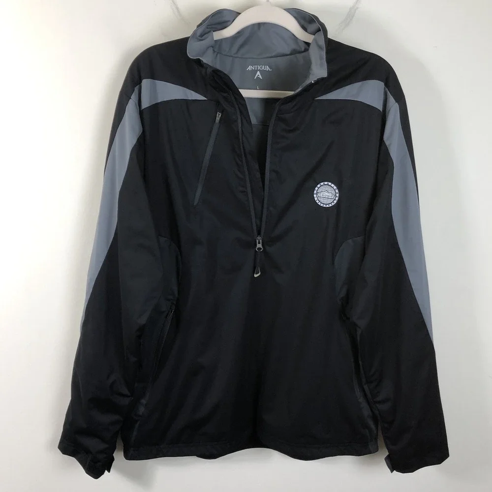 Antigua Jacket Large Black Zip Up Embroidered International Crown Golf